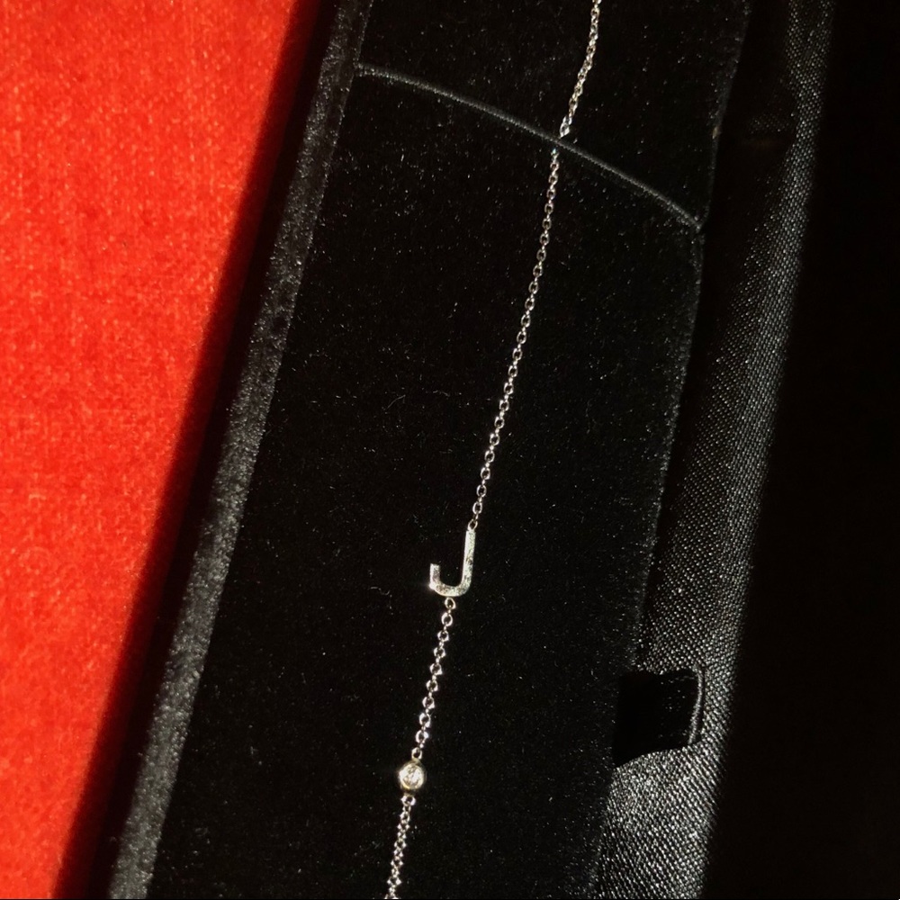 Zoe Lev 14k White Gold Diamond “J” initial Anklet